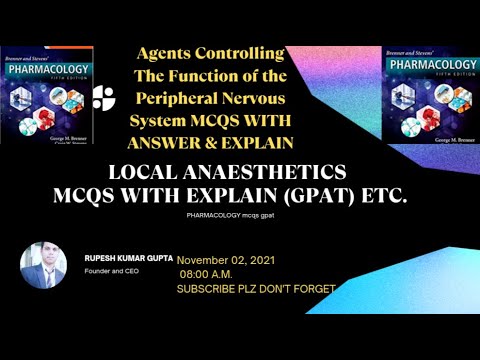 Local anaesthetics mcqs | Peripheral Nervous system mcqs | gpat mcqs 2022 | gpat prepration 🤳✅