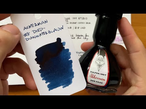 Inky Minutes: Akkerman #8 Diep-Duinwaterblauw fountain pen ink.