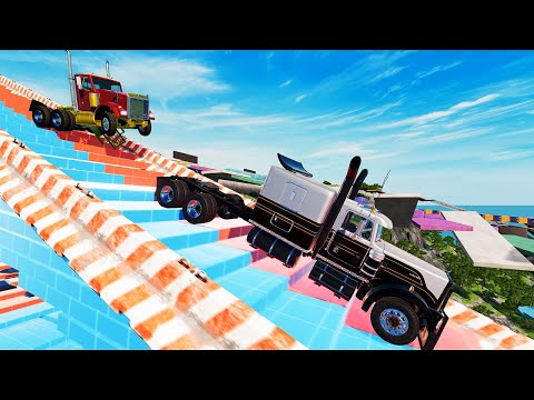 Truck VS Dangerous Stair Slope Challenge Driver  BeamNG Drive