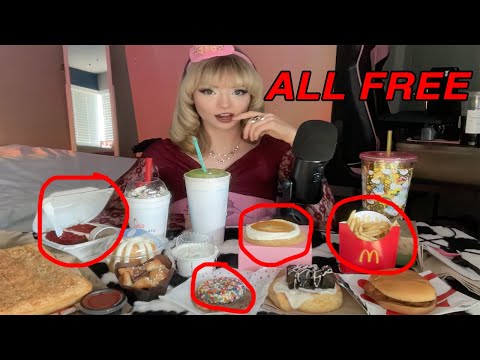 ASMR Eating Free Food for my B-Day