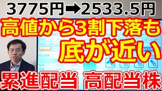 高値から3割以上下落も、そろそろ底？な累進配当＆高配当株2社