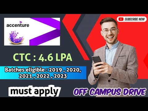 Off Campus Opportunity from Accenture for 2019 - 2023 batch passout eligible / CTC: 4.6 lpa #jobs