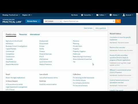 Practical Law – Using History and Tracking your research