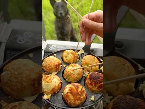 10 MINUTE DINNER - Takoyaki for one in my solo camp #outdoorcooking #outdoorfood #aebleskiver