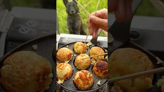 10 MINUTE DINNER - Takoyaki for one in my solo camp #outdoorcooking #outdoorfood #aebleskiver