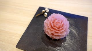 【職人技】まるでバラのような和菓子『和華』【練り切り】 / It is sweets in the shape of a rose.