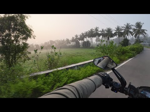 POV foggy morning rides raw video on Dominar 250