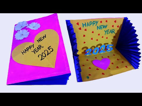 New Year card making idea,  Easy New Year card making, New Year greetings card making