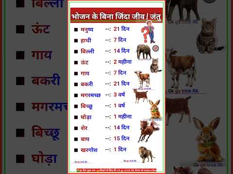 🔥भोजन के बिना जिंदा जीव/जंतु❓Animals Living Without Food | Important Topics Living Animals #gk