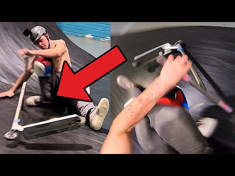 Scooter Rider Almost Breaks Ankle!