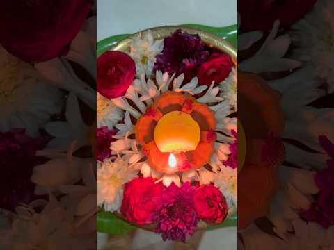 Karthigai Diya Flower Decor#spritual #divine #spritual #homemadehappiness #colourful