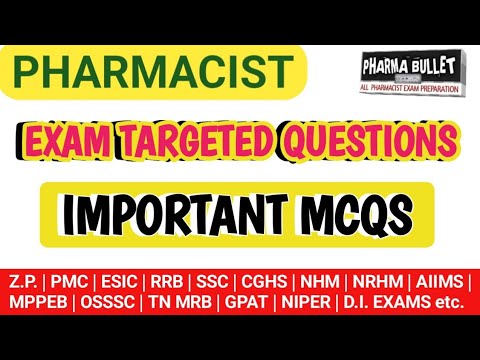 Pharmacist exam preparation | TNMRB | HSSC | MPPEB | SEPOY pharma | PMC | RRB exam question