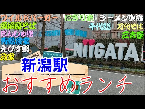 【新潟おすすめランチ】新潟駅周辺のおすすめランチ紹介。ぽんしゅ館コンプレックス、千代鮨、にぎり米、万代そば、青島食堂 司菜、ワイルドバーガー、えびす鯛、三吉屋、かつ丼　政家、ラーメン東横、須坂屋そば