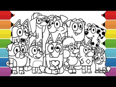 Coloring Bluey & Friends Coloring Pages | Bluey, Bingo, Coco, Muffin, Socks, Rusty & Buddy | Markers