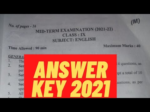 English Class 9 Answer key 2021 | Cbse class 9 English Paper Solutions | #answerkey #englishclass9