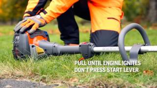 How to start a Husqvarna petrol trimmer