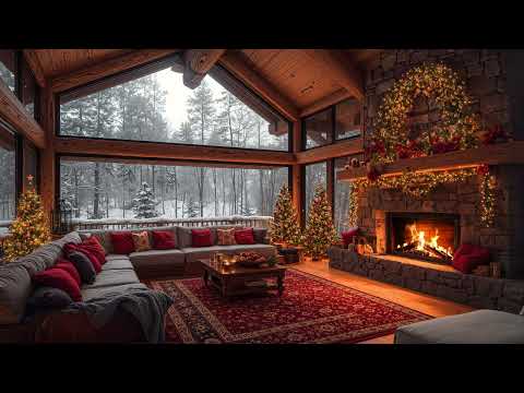 Sweet Christmas Jazz Music at Cozy Christmas Ambience 🎄 Warm Fireplace Crackling Sounds for Unwind