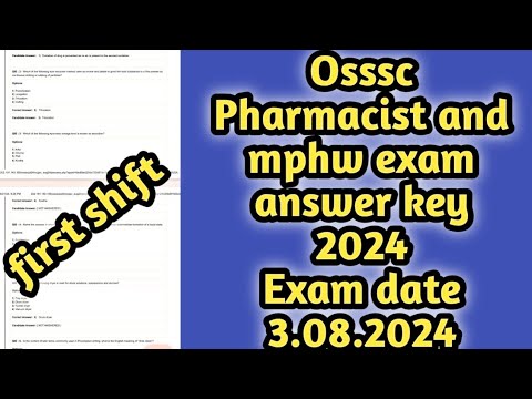 answer key of osssc Pharmacist and mphw exam 2024#ossscpharmacistandmphwexam2024