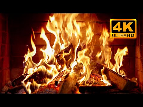 FIREPLACE 4K 🔥 Fireplace video with Burning Logs & Fire Sounds. Christmas Fireplace