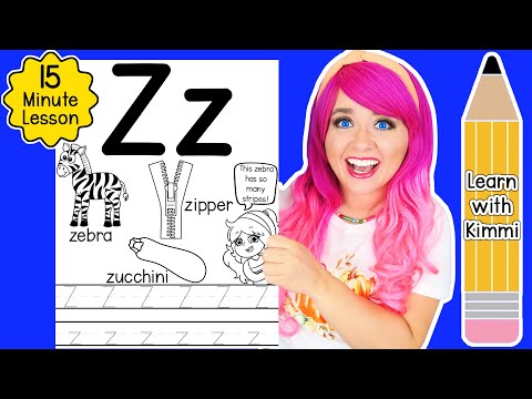 Letter Z Color & Trace Worksheet Lesson and Tutorial | Learn with Kimmi The Clown ABC Coloring Book