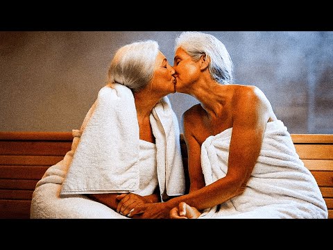 Women Over 60 Kissing in Sauna | Lesbian Kissing Video