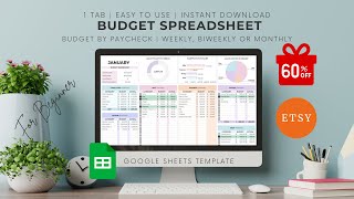 Monthly Budget Planner Spreadsheet For Google Sheets, Budget By Paycheck, Budget On Etsy, Budgeting.