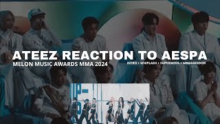 ATEEZ 에이티즈 reaction to AESPA 에스파 Whiplash + Supernova + Armageddon MMA 2024