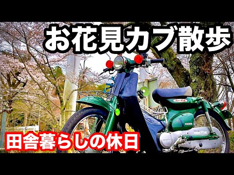 【田舎暮らしの休日】お花見カブ散歩と駐車スペース補修作業