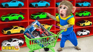 Monkey Koko makes Jelly and Go Shopping Car & Race On Colorful Slide | KUDO KOKO CHANNEL