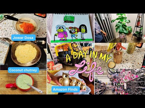 A Stress Free Day 🌼 Homebody Vlog | Jowar Dosa, 🥥 chutney, Amazon Home 🏠 Finds #indianmomvlogs