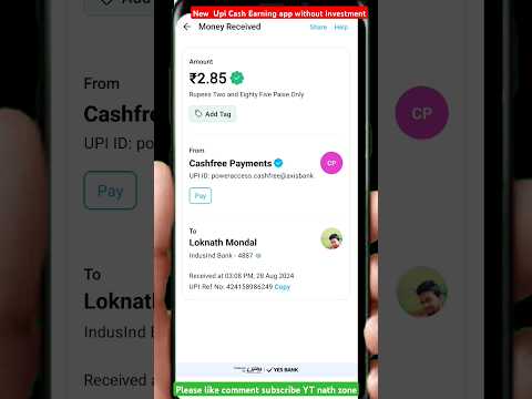 new upi cash earning app today #shorts #earnmoneyonline #paisa #ytshorts #earningapp