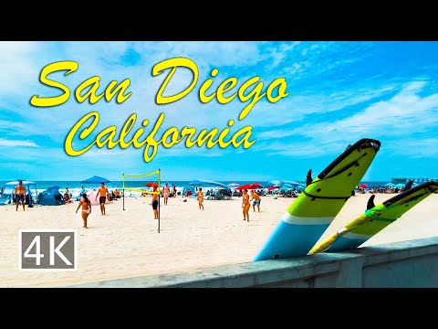 [4K] Mission Beach to Pacific Beach San Diego California - Walking Tour