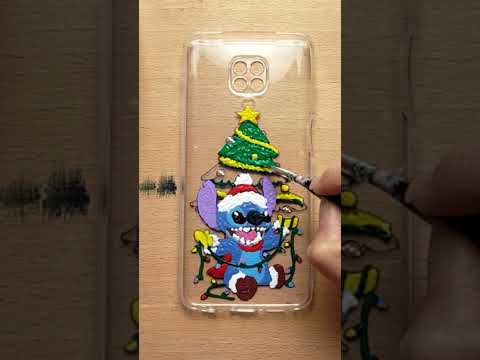 Cover Smartphone Stitch Christmas - Glass Painting #shorts