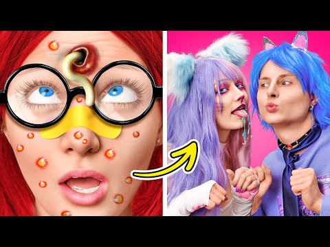 I Became Hello Kitty for a Crush! From Nerd To Anime Girl beauty makeover