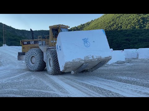 Caterpillar 988B Wheel Loader Loading Marble Blocks On Trucks & Lorries - Birros Marble Quarries