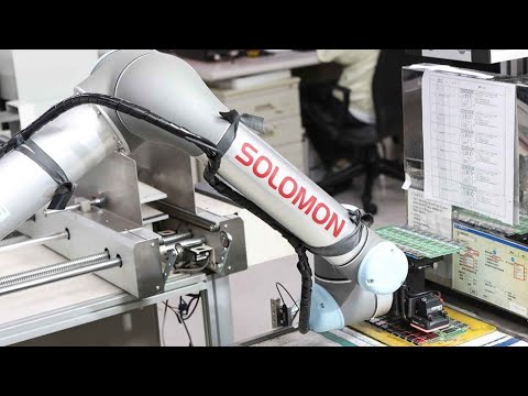 【ユニバーサルロボット】Yueyin Technology社（台湾、電気＆電子関連）の協働ロボット導入：レーザーマーキング、メモリーモジュールの基板搬送