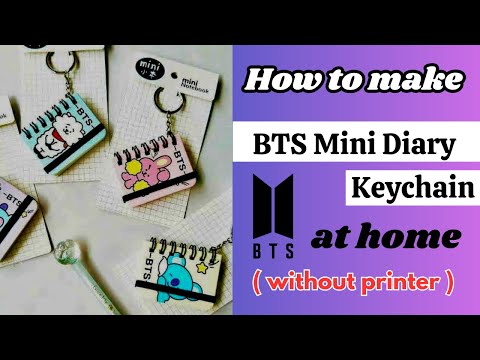 BTS Mini diary Keychain 💜 / bts merch / bts handmade merch / how to make Bts notebook 💜 / btsdiy