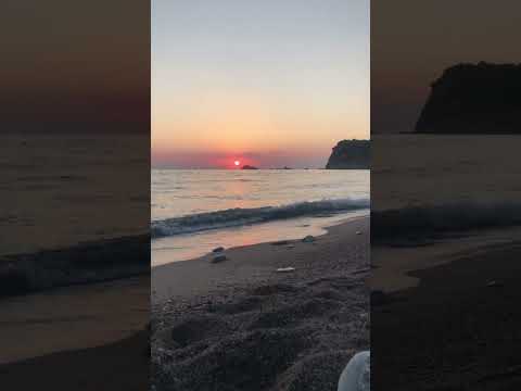 Beautiful sunset view at Buljarica beach in Montenegro filled with relaxing sounds of the sea.