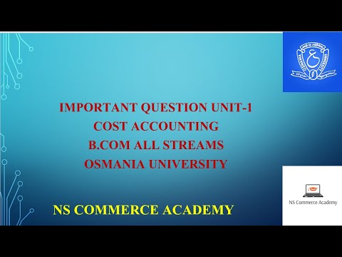 IMPORTANT SHORT AND ESSAY TYPE QUESTIONS - COST ACCOUNTING - 5TH SEMESTER - B.COM ALL STREAMS -OU