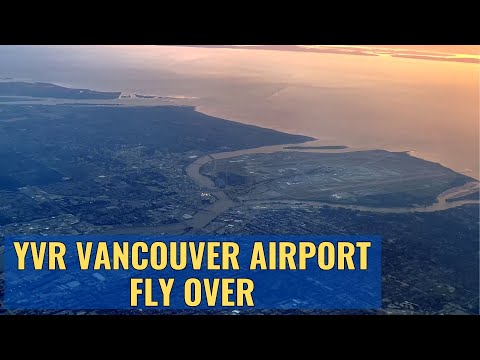 🇨🇦✈️Evening sunset fly over YVR Vancouver Airport Canada August 2023 4K