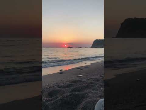 Beautiful sunset view at Buljarica beach in Montenegro filled with relaxing sounds of the sea.