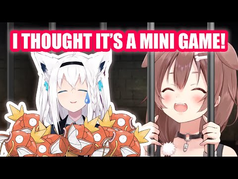 Korone Thought That Fubuki Was Only Playing a Mini Game Fishing Gold Magikarp 【Hololive English Sub】