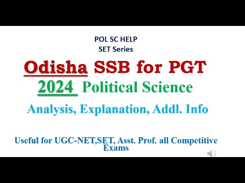 Past Year's Paper Analysis of Odisha SSB PGT Political Science:  2024