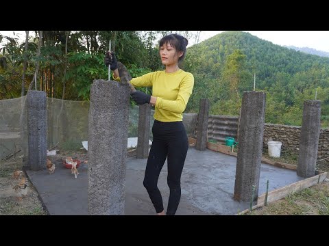 How to Build a House for pig and ducks - Concrete column construction and foundation