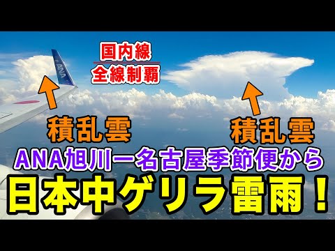 【国内線制覇#109】ANA季節限定便！7~9月だけの観光路線で旭川~名古屋・セントレアまで！ゲリラ雷雨を見ながらフライト！