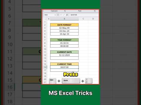 Top 5 Shortcut Key Time & Date Format | #shorts #short #mrexcel #excelshortcuts #newexcel