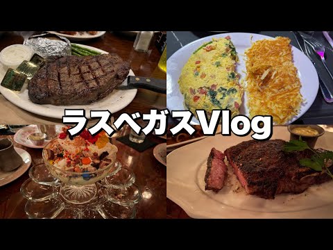 【VLOG】ラスベガスでの晩ご飯は毎日ステーキ！全てがBIGサイズな最高の国！【大食い】【大胃王】