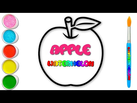 ( Fruits ) Apple Drawing Coloring For Kids - Drawing and Coloring / Akn Kids House