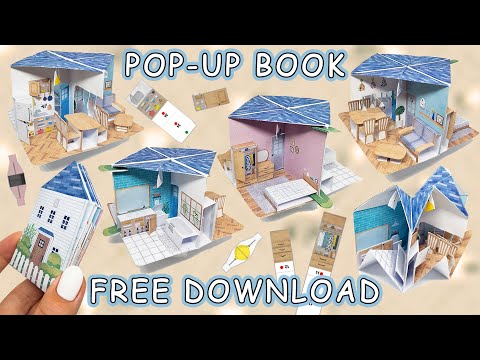 DIY tutorial pop up book miniature house - free paper craft materials - Canon Creative park