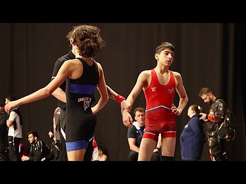 U15 Rimar Abukhadzhiev (FRA) vs Adam Bouazaoui (FRA) 52kg. Freestyle boys wrestling.B-cam